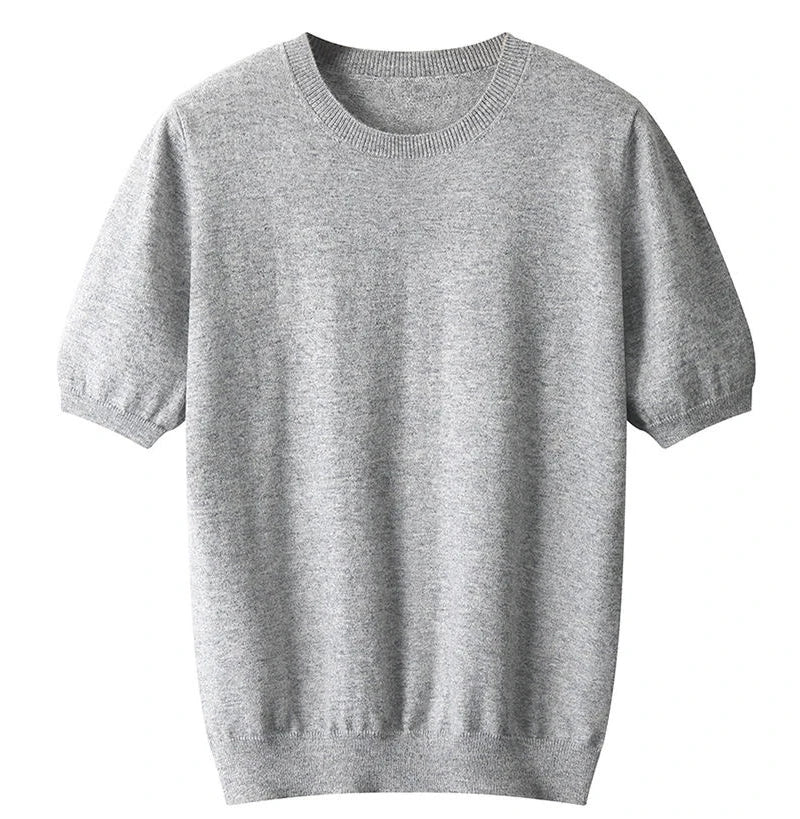 Korean Superfine Merino Cashmere T-shirt Men Base Layer Merino Shirt Wicking Breathable Short T-shirt Luxury Clothing Big Size