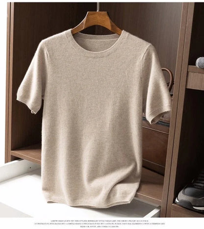 Korean Superfine Merino Cashmere T-shirt Men Base Layer Merino Shirt Wicking Breathable Short T-shirt Luxury Clothing Big Size