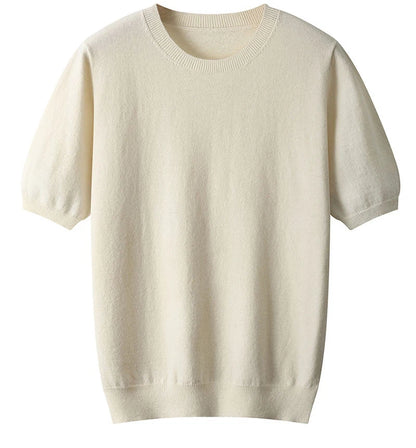 Korean Superfine Merino Cashmere T-shirt Men Base Layer Merino Shirt Wicking Breathable Short T-shirt Luxury Clothing Big Size