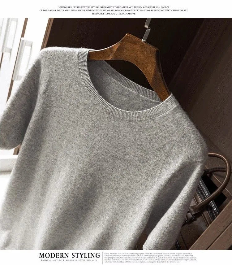 Korean Superfine Merino Cashmere T-shirt Men Base Layer Merino Shirt Wicking Breathable Short T-shirt Luxury Clothing Big Size