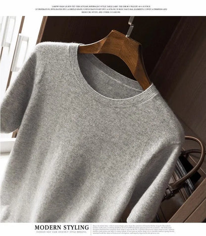Korean Superfine Merino Cashmere T-shirt Men Base Layer Merino Shirt Wicking Breathable Short T-shirt Luxury Clothing Big Size
